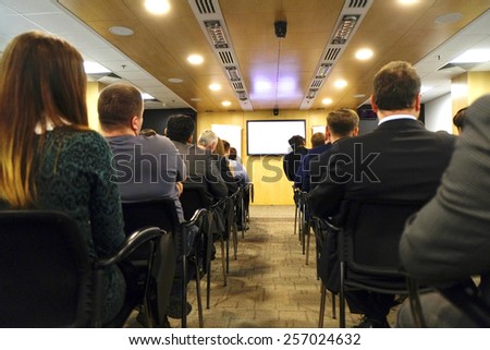 Business Conference and Presentation. Audience at the conference hall