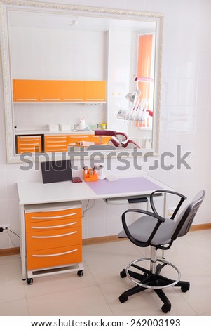 Desk doctor in dental clinic