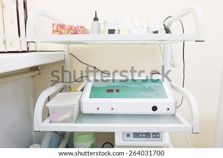 Medical trolley in beauty salon room