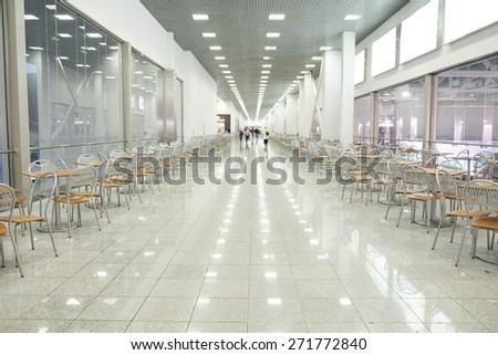 MOSCOW, RUSSIA  -  MARCH 26, 2015: Interior of the cafe in Crocus City Mall. Crocus City complex (Mall, Expo, Hotels, Concert hall, Restaurants)