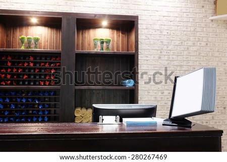 Reception desk in a spa salon