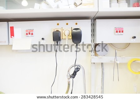 Electrical outlet in chemical-biological laboratory