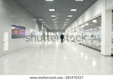 MOSCOW RUSSIA MARCH 26 2015 Interior of the Crocus City Mall Crocus City complex Mall Expo Hotels Concert hall Restaurants MOSCOW RUSSIA MARCH 26 2015 Interior of the Crocus City Mall Crocus City complex Mall Expo Hotels Concert hall Restaurants