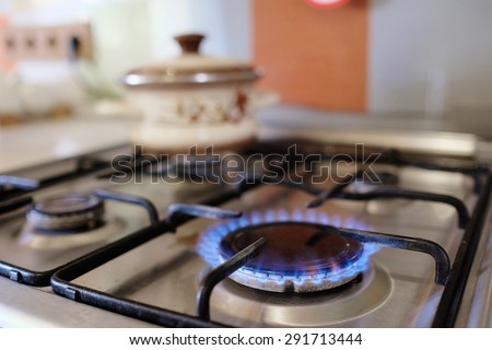 gas burning from a kitchen gas stove