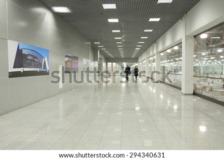 MOSCOW, RUSSIA  -  MARCH 26, 2015: Interior of the Crocus City Mall. Crocus City complex (Mall, Expo, Hotels, Concert hall, Restaurants)