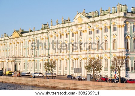 building of the Winter Palace and the Hermitage Museum in St. Petersburg, Russia