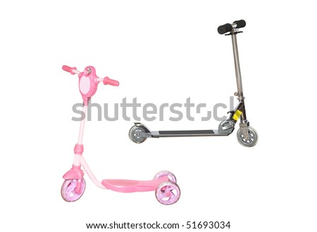 The image of scooters under the white background