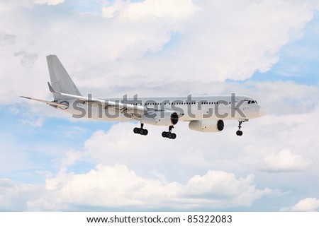The image of an airplane skies under the sky