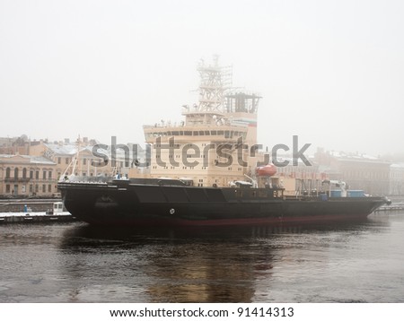 The image of icebreaker at its moorings