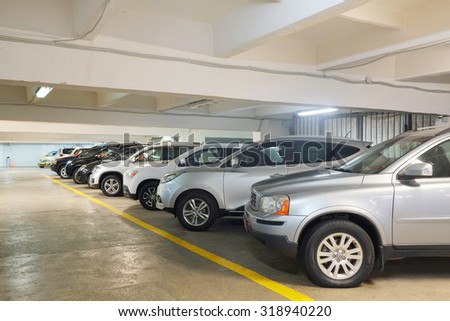 Tula, Rossia, September, 2, 2015: second-hand cars in dealer\'s showroom. In the conditions of an economic crisis more and more buyers get cars in the secondary market in Russia
