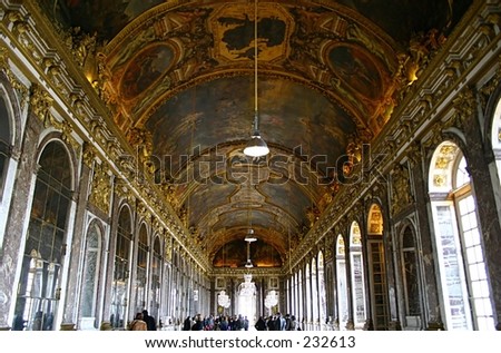 Ceiling Painting inside Chateau of Versailles, Paris, France