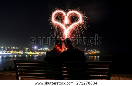 Love heart - light painting at Beach
