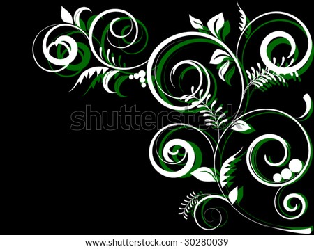abstract floral composition on black gradient background