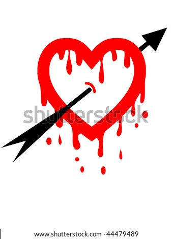 abstract broken heart with arrow