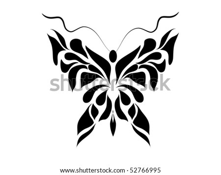 stock vector black butterfly tattoo