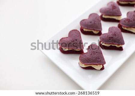 Love shaped red velvet dessert