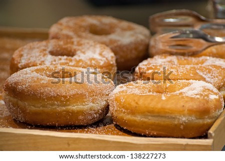 Donuts in a French bakery.