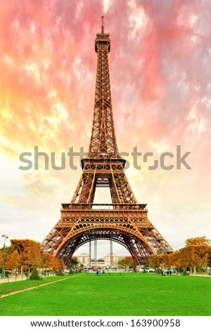 Eiffel Tower -View From The Champs De Mars.Paris, France