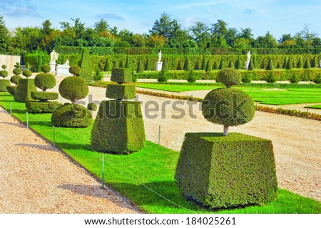 VERSAILLES FRANCE - SEPTEMBER 21 Beautiful garden  Versailles, France on september 21, 2013. Palace Versailles was a Royal Chateau-most beautiful palace in France and word