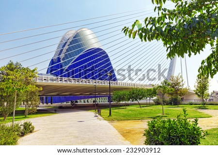 VALENCIA, SPAIN-SEPT 10:Covered plaza in which concerts and sporting events (L\'Agora )-City of Arts and Sciences.September 10,2014 in Valencia.Every year,Valencia welcomes more than 4 million visitors