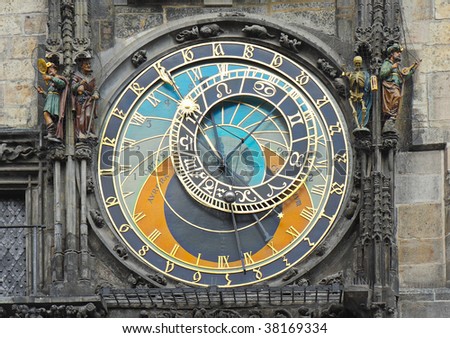 Fragment of astronomica clock on Staromestska Square, Prague, Czech  Republic