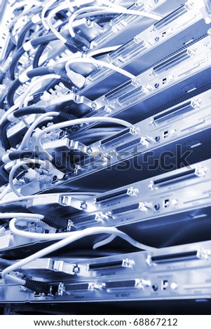 Telecommunication equipment of network cables in a datacenter