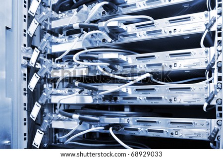 Telecommunication equipment of network cables in a datacenter