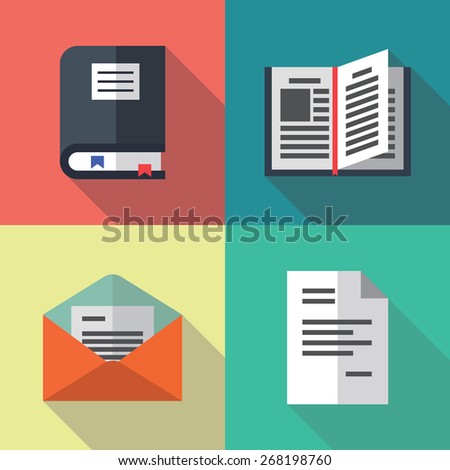 Books and letter flat icon