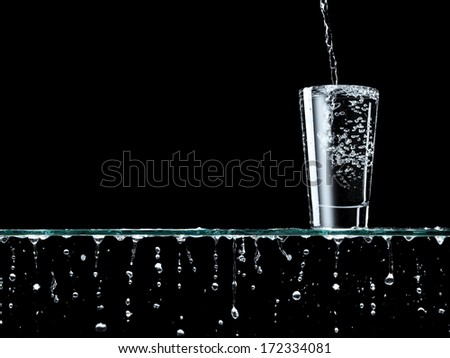 Overflowing glass of water