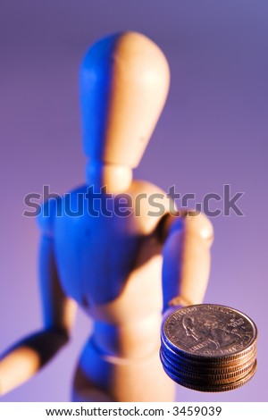 Artist mannequin with quarters