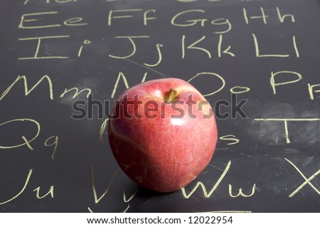chalkboard with alphabet written on it