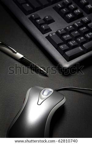 Computer mouse, pen, and computer keyboard