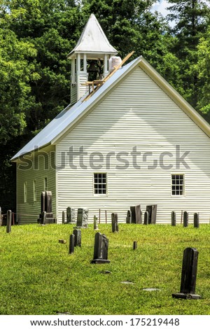 Primitive Baptist Church and graveyard at Cades Cove in the Great Smoky National Park, Tennessee