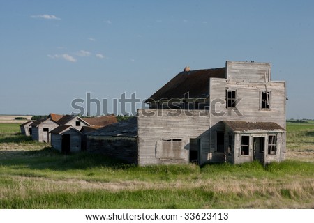An old abandoned general store found in the ghost town of Bents the Canadian Prairies.