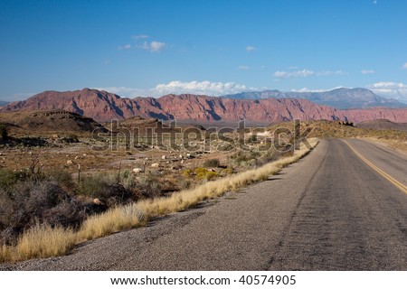 Nevada desert highway west of St. George, Nevada.