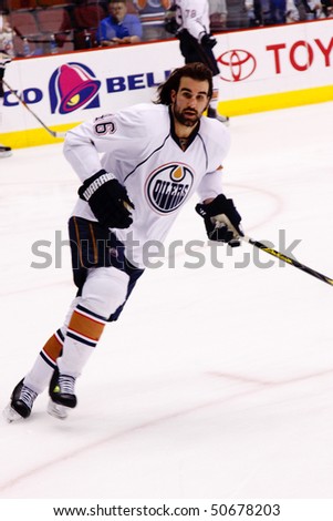 PHOENIX - APRIL 4: NHL forward Zack Stortini of the Edmonton Oilers of the National Hockey League. April 4, 2010 in Phoenix, Arizona.