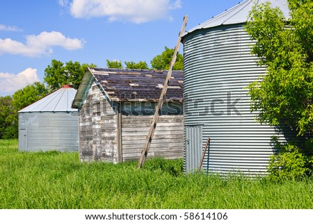 Steel grain silos used to store grain.