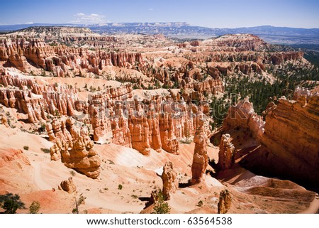 Great natural spires at Bryce Canyon National Park which is located in southwestern Utah in the United States