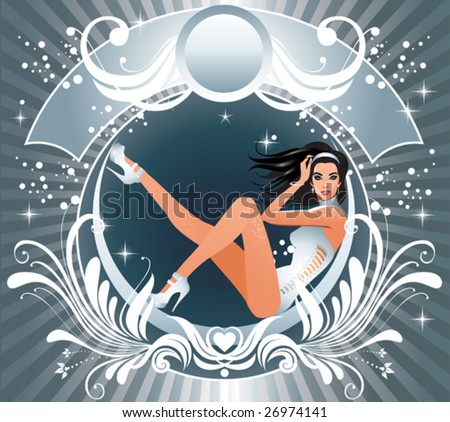 stock vector Retro disco glamour girl