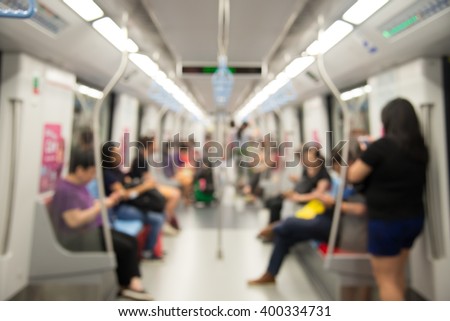 Blurred city people lifestyle background, inside the train.