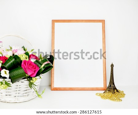 Stock style photography / rose & paris / mock up product / wood frame
