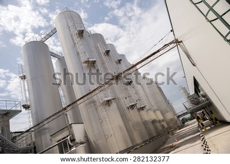 Beer processing and storage silos towers are seen in the Molson Coors Kamenitza brewery factory, April 28, 2015, near the city of Haskovo, Bulgaria.