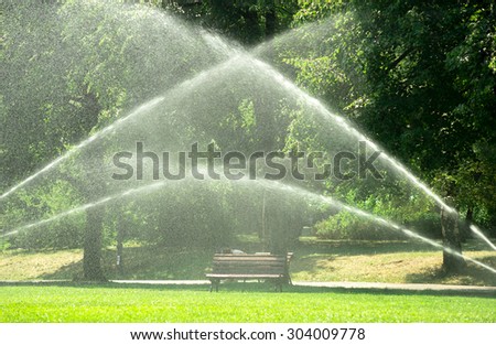 City authorities decided to pour water in the park against heatwave. The water also reduces the high temperature in the Borissova gradina park, Sofia, Bulgaria, August 07, 2015.