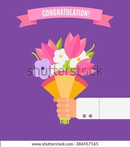 Wedding bouquet flowers vector illustration. Wedding bouquet flowers. Beautiful wedding congratulation bouquet isolated on background. Wedding bouquet flat style. Wedding flowers isolated vector