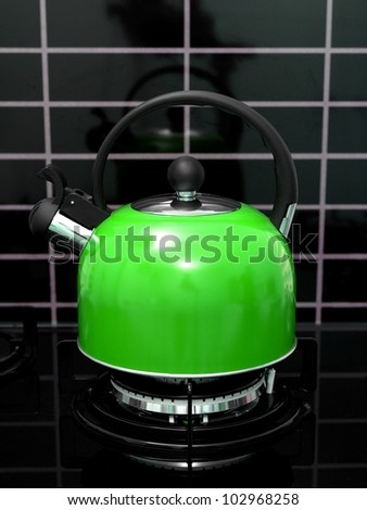 A stove top kettle on a stove top