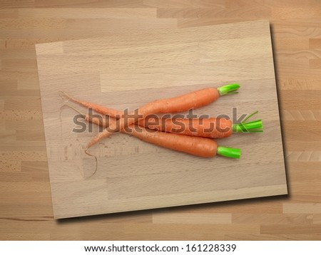 Carrots isolated on a wooden chopping board