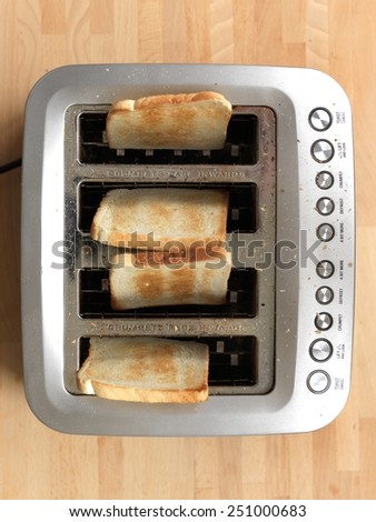 A close up shot of a kitchen toaster