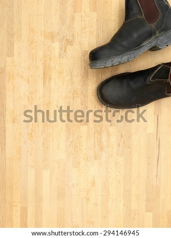 A close up shot of work boots