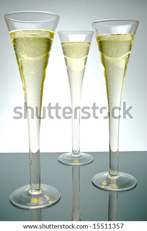 Sparkling wine isolated against a black and white background