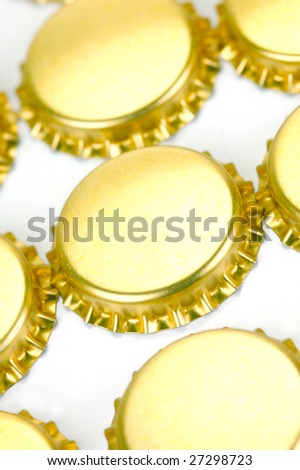 Bottle caps isolated against a white background